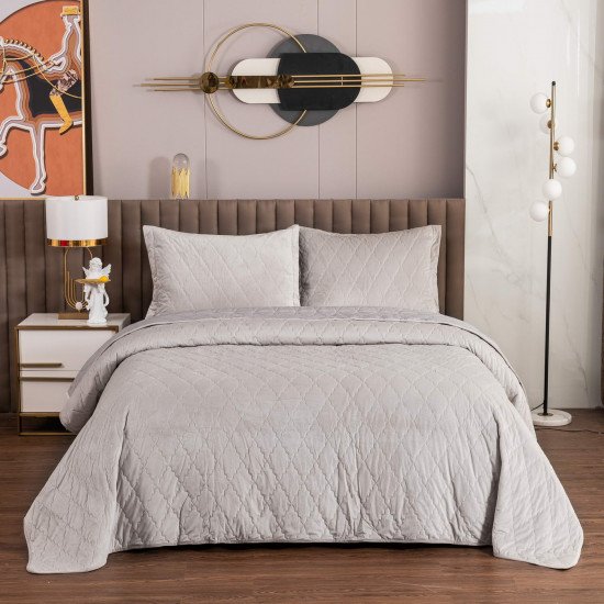 Покрывало с наволочками Деметра светло-серый 240*260 см