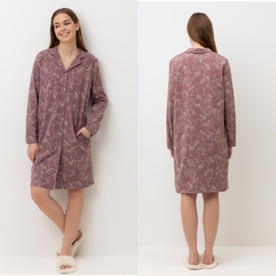 Халат-рубашка женский "Very Neat" Белая лошадь, каштан, арт. Е 50025 54 (3XL)