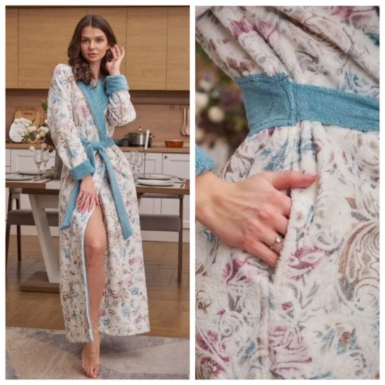 Халат женский велюровый "Vien" Monica malachite 44 (S)