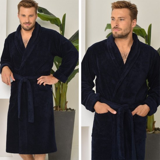 Халат мужской велюровый "Vien" Lord navy 52 (2XL)