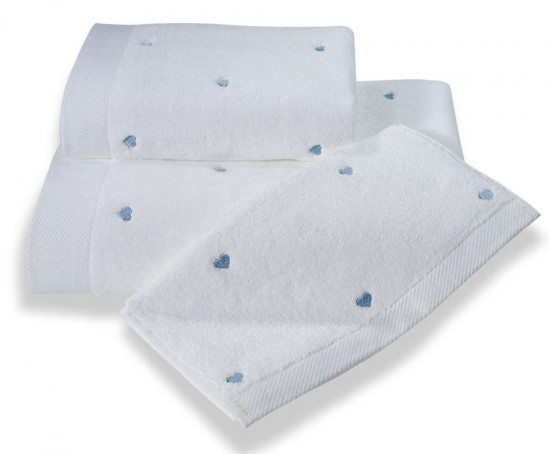 Полотенце махровое 1 шт Love белый-голубой 75*150 см