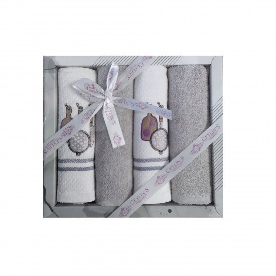 Комплект полотенец для кухни 4 шт. "Ceylin's" Кухонная утварь-2/серый 40*60 см