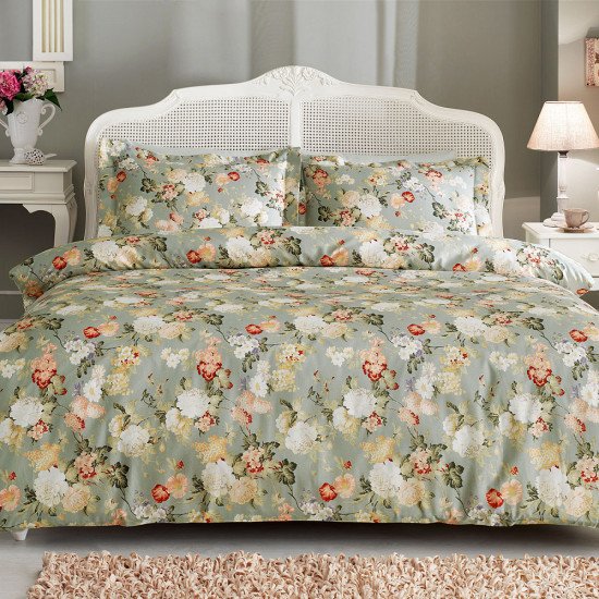 Постельное белье Сатин/шелк- Angelica зеленый Евро