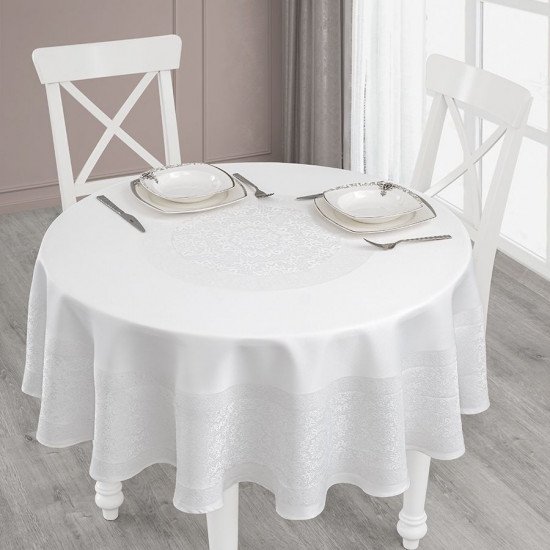 Скатерть "Karna" Darvin круглая белый D 160 см