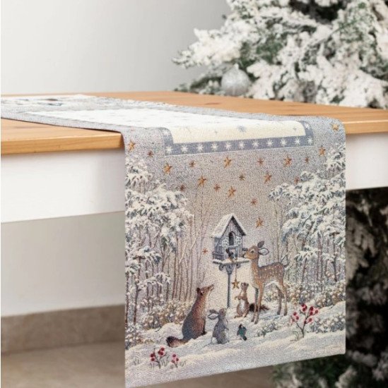 Дорожка на стол "Гобелен" Лесные друзья у кормушки 44*140 см