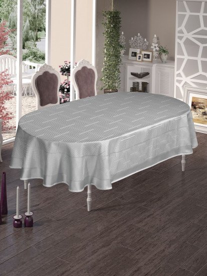 Скатерть "Do&Co" Yildiz овальная серый 160*220 см