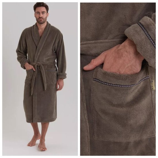 Халат мужской велюровый "Vien" Daniel хаки 56 (4XL)