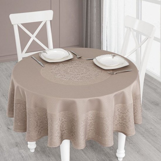 Скатерть "Karna" Darvin круглая кофейный D 160 см
