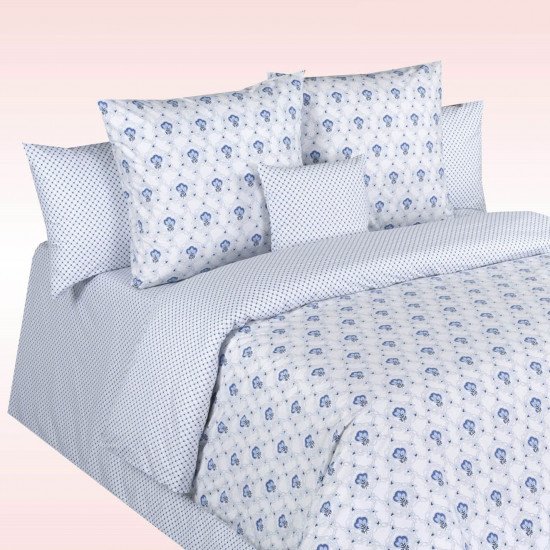 Простыня на резинке Перкаль Valencia  Blue Marine 180*200 высота 25 см