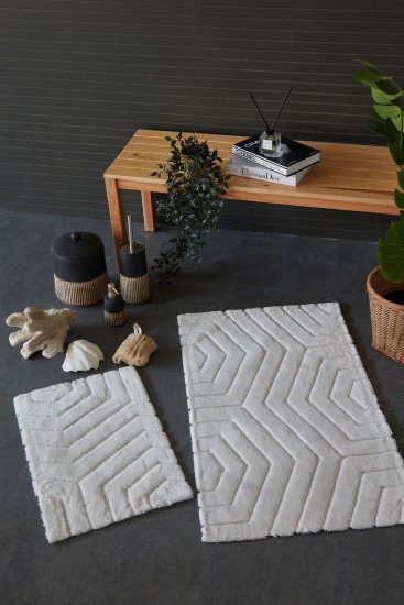 Комплект ковриков для ног в ванную 2 шт. "Do&Co" Plaid экрю 40*60 см, 60*100 см