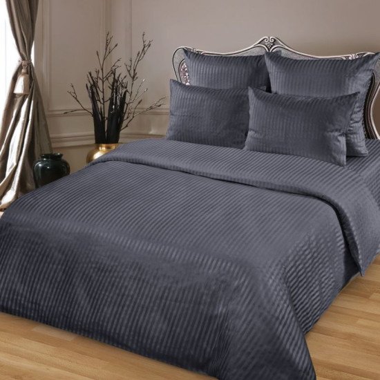 Простыня на резинке "Butterfly" Страйп-сатин мокрый асфальт 160*200 высота 35 см