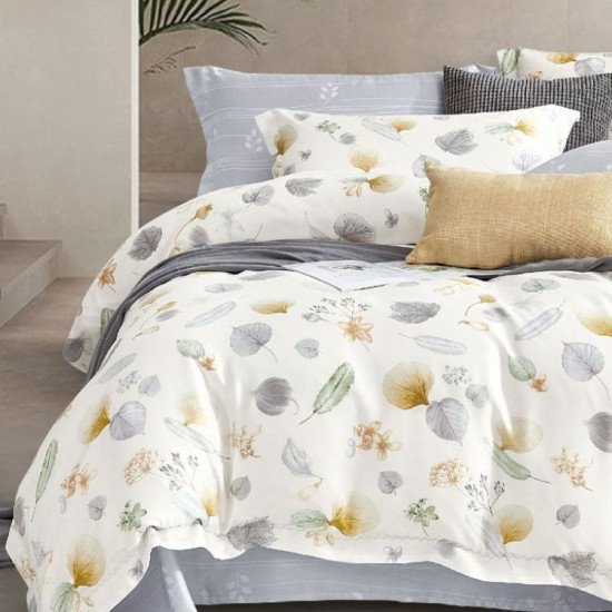 Постельное белье Тенсель с простыней на резинке- 2085-6/160 Евро