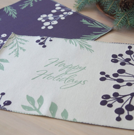 Комплект декоративных салфеток 2 шт. "МТОК" Счастливого рождества черничный-белый 32*45 см