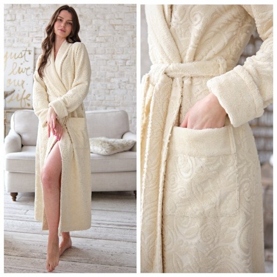 Халат женский велюровый "Vien" Miranda крем 48-50 (L/XL)