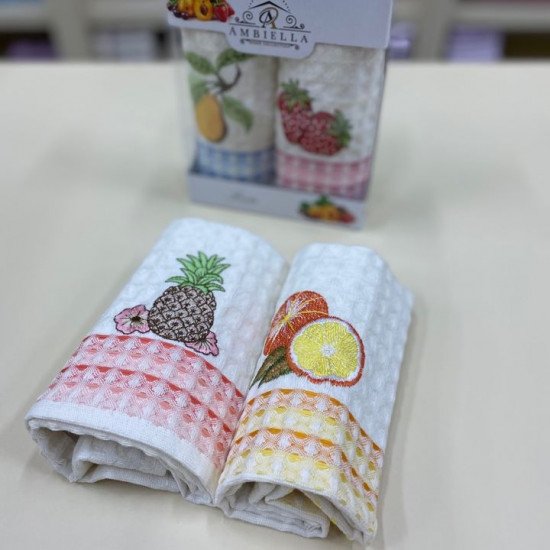 Комплект полотенец для кухни 2 шт. "Ambiella" Апельсин/ананас* 35*50 см