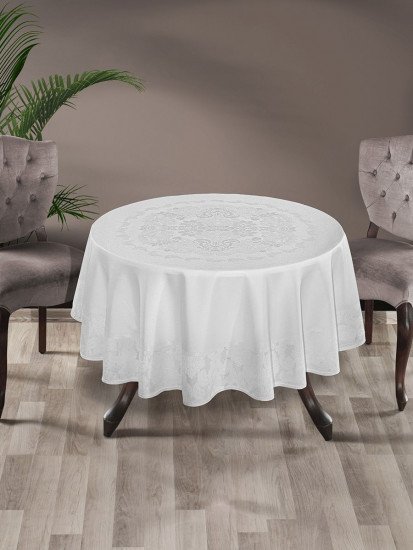 Скатерть "Karna" Dore круглая белый D 160 см