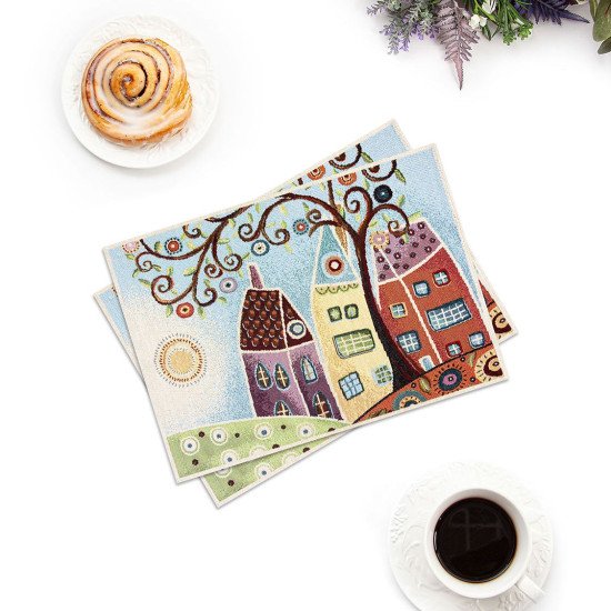 Комплект декоративных салфеток 2 шт. "Гобелен" Домики 35*45 см