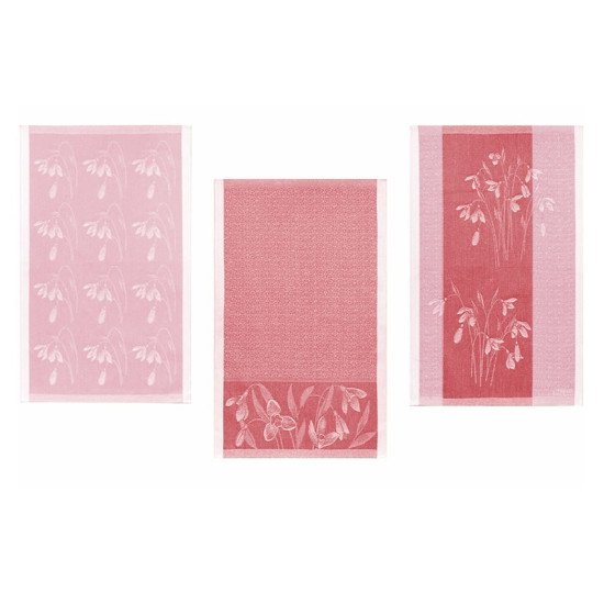 Комплект полотенец для кухни 3 шт. "Белорусский Лён" Подснежники розовые 43*70 см