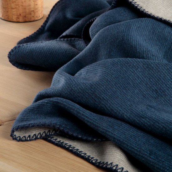 Плед "Biederlack" двусторонний Marineblau Silbergrau 150*200 см