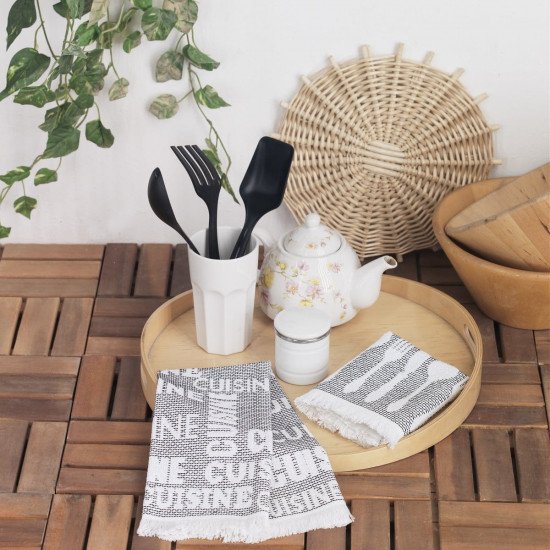 Комплект махровых полотенец для кухни 2 шт. "Arya" Cutlery светло-серый/серый 40*60 см