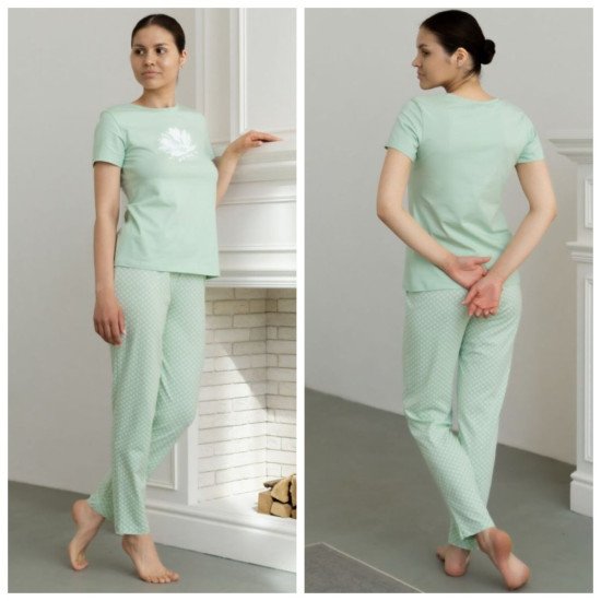 Комплект женский "Almando Melado" брюки-футболка светло-зеленый 52 (2XL)