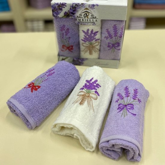 Комплект махровых полотенец для кухни 3 шт. "Ambiella" Лаванда v1 30*50 см