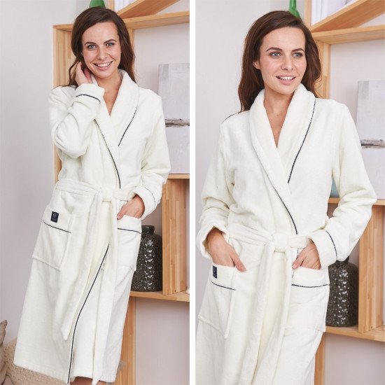Халат женский велюровый "Vien" Trendy cream 52 (2XL)