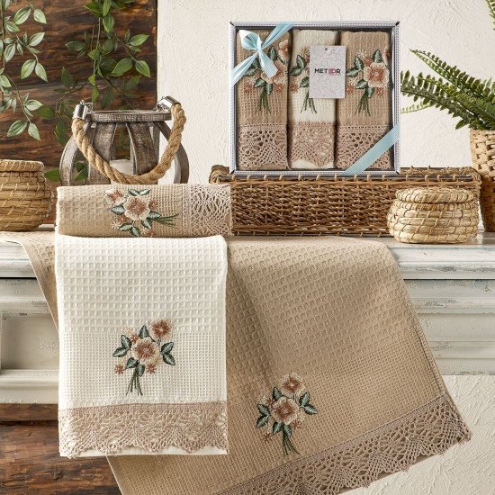 Комплект полотенец для кухни 3 шт. "Meteor" Bertice бежевый 40*60 см