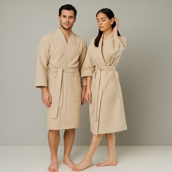 Халат вафельный  Кимоно бежевый 52-54 (2XL/3XL)