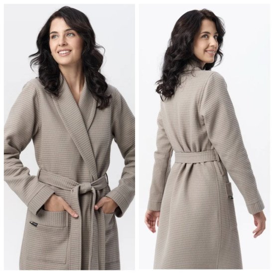 Халат женский вафельный "Vien" Liberty latte 54 (3XL)