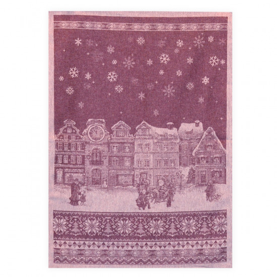 Полотенце кухонное "Белорусский Лён"  Зимний город бордо 50*70 см-1 шт