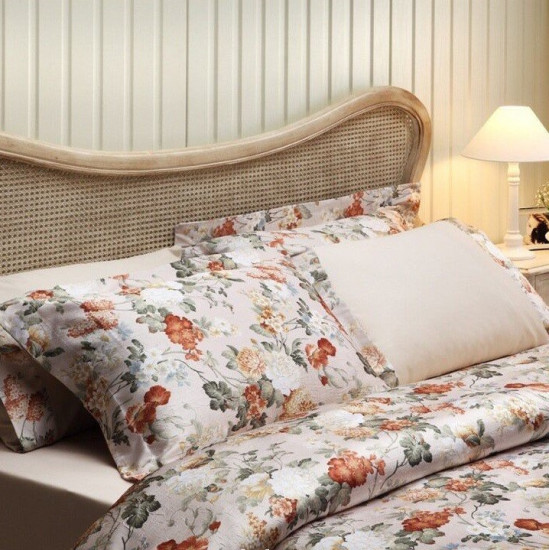 Постельное белье Сатин/шелк- Angelica кремовый Евро