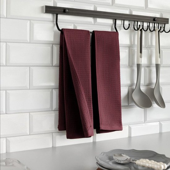 Комплект махровых полотенец для кухни 2 шт  "DeNastia" винный/D100422 35*75 см