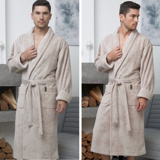 Халат мужской велюровый "Vien" Oliver latte 56 (4XL)