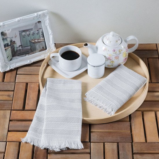 Комплект махровых полотенец для кухни 2 шт. "Arya" Alfa светло-серый 40*60 см