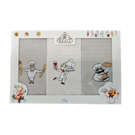 Комплект полотенец для кухни 3 шт. "Ambiella" Повар v1 40*60 см