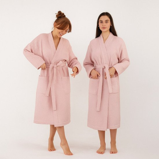 Халат вафельный  Бохо Кимоно пудра 40-42 (XS/S)