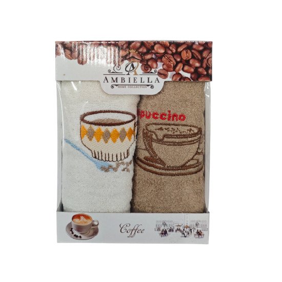 Комплект махровых полотенец для кухни 2 шт. "Ambiella" Кофе v5 30*50 см