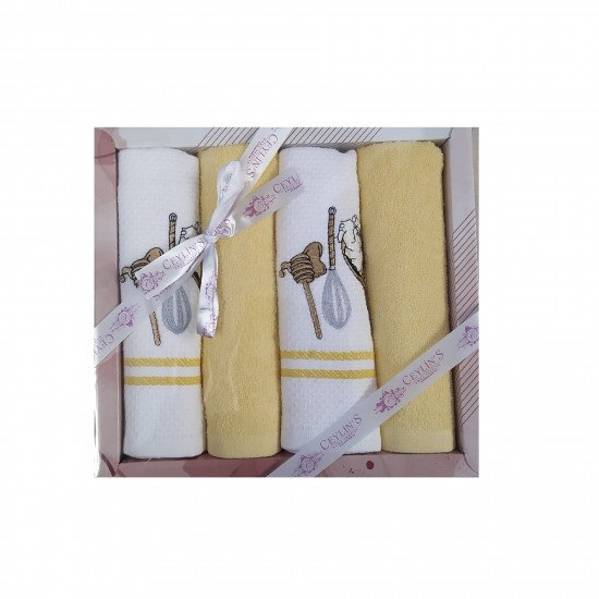 Комплект полотенец для кухни 4 шт. "Ceylin's" Кухонная утварь/желтый 40*60 см