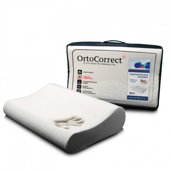 Подушка с эффектом памяти "OrtoCorrect" Classic XL Plus 38*58*12/14 см