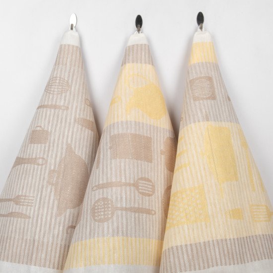 Комплект полотенец для кухни 3 шт. "Белорусский Лён" Домашняя кухня-3 цв.2, рис.439 48*70 см