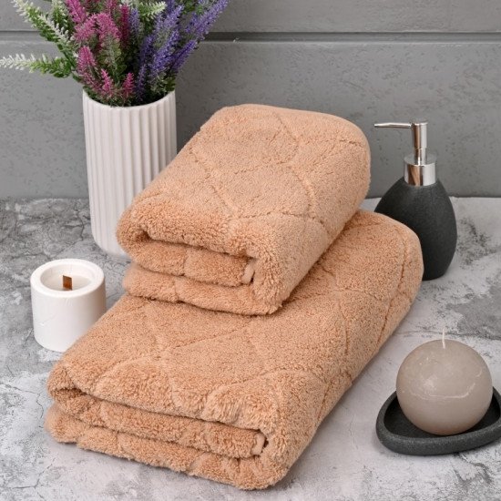 Полотенце махровое 1 шт "Ceylin's" Elips бежевый 50*90 см