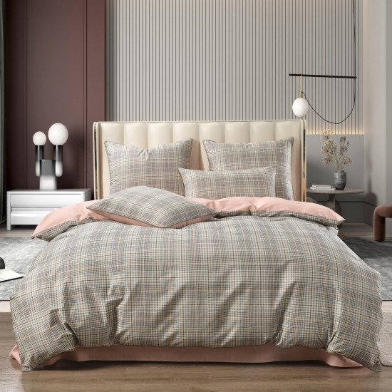 Постельное белье Сатин "Sofi De Marko" Лавр розовый- Евро