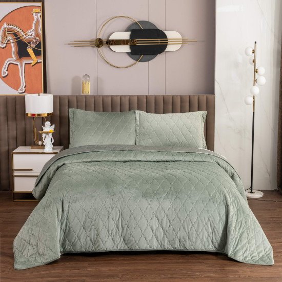 Покрывало с наволочками Деметра зеленый 240*260 см