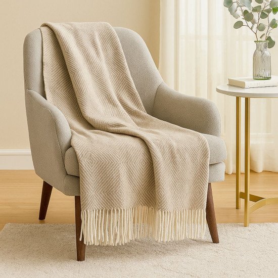 Плед "Vladi" Марсель Lille белый/бледно-коричневый 140*200 см