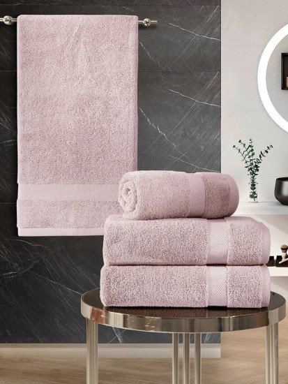 Комплект махровых полотенец 4 шт. "Karna" Arel грязно-розовый 50*90 см-2 шт, 70*140 см-2 шт