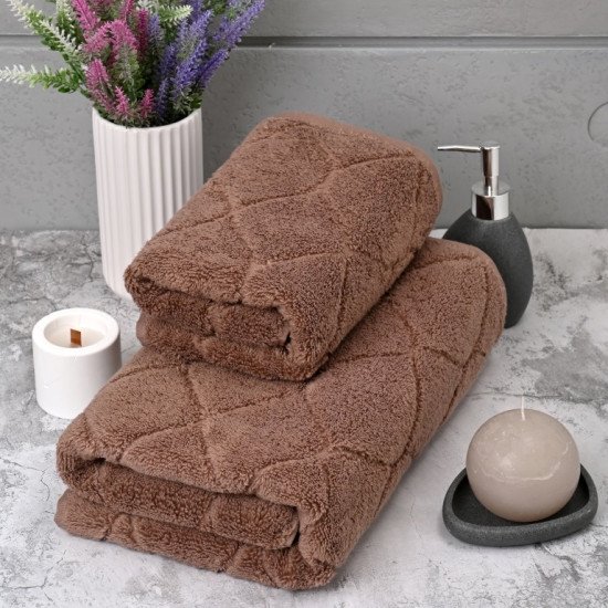 Полотенце махровое 1 шт "Ceylin's" Elips коричневый 50*90 см