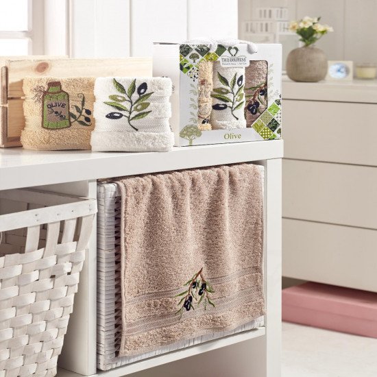 Комплект махровых полотенец для кухни 3 шт. "Two Dolphins" Super Olive 30*50 см
