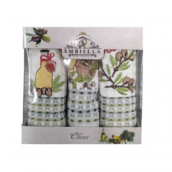 Комплект полотенец для кухни 3 шт. "Ambiella" Олива 35*50 см