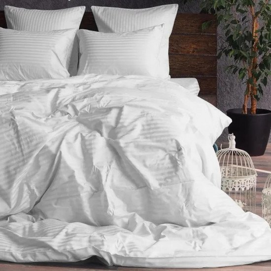 Пододеяльник "Nova" Cтрайп-сатин белый 175*215 см